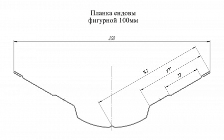 Изображение Ендова верхняя фигурная Grand Line (Гранд Лайн), покрытие Стальной бархат 0.5, 100х100 мм, цвета по каталогу RAL и RR
