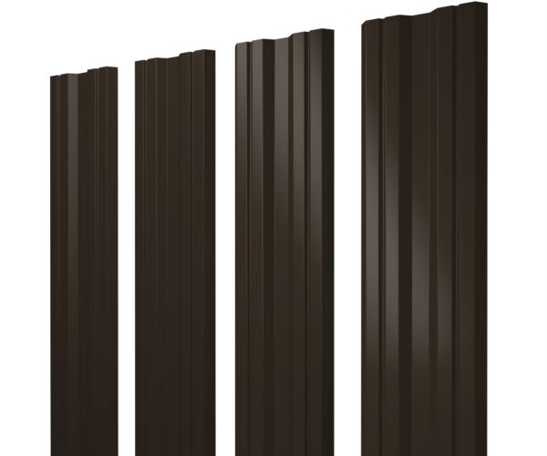 Изображение Штакетник Twin с прямым резом 0,5 GreenCoat Pural BT RR 32 темно-коричневый (RAL 8019 серо-коричневый)