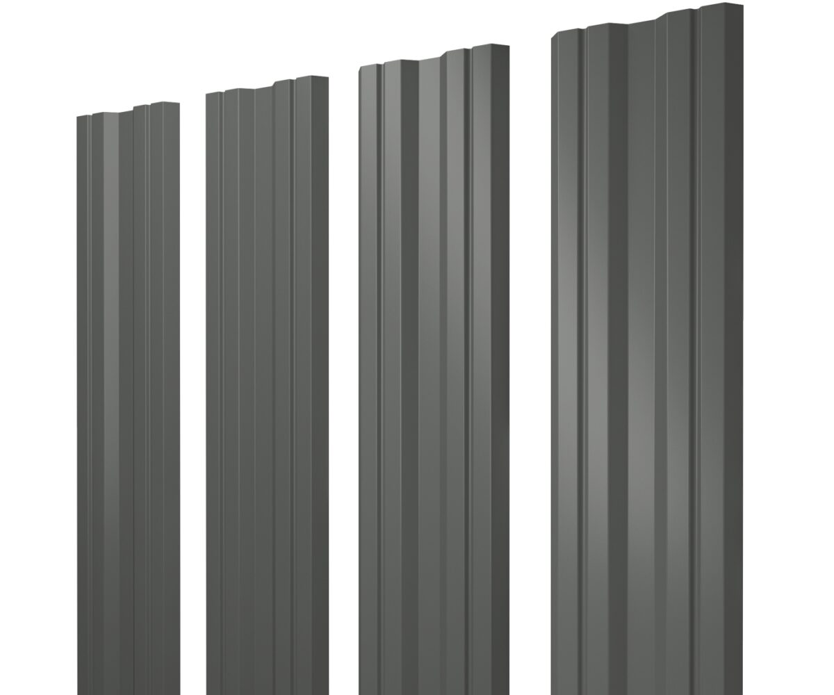 Изображение Штакетник Twin с прямым резом 0,45 PE RAL 7005 мышино-серый