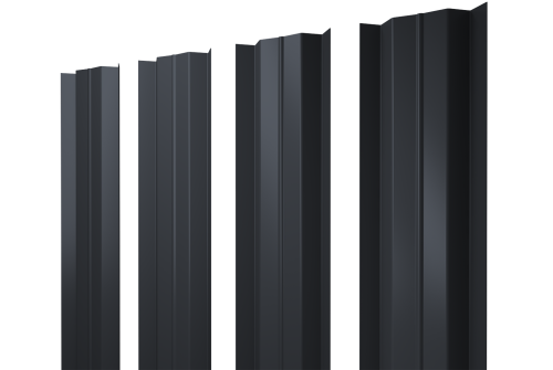 Изображение Штакетник М-образный В с прямым резом 0,5 PurPro RAL 7024 мокрый асфальт