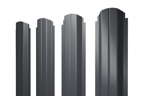 Изображение Штакетник П-образный А фигурный 0,5 GreenCoat Pural BT, matt RR 23 темно-серый (RAL 7024 мокрый асфальт)