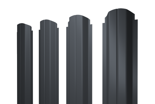 Изображение Штакетник П-образный А фигурный 0,45 PE-Double RAL 7016 антрацитово-серый