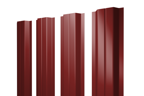 Изображение Штакетник П-образный A с прямым резом 0,45 PE RAL 3011 коричнево-красный