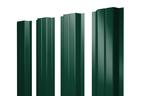 Изображение Штакетник П-образный A с прямым резом 0,45 PE RAL 6005 зеленый мох