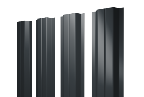 Изображение Штакетник П-образный A с прямым резом 0,45 PE RAL 7016 антрацитово-серый
