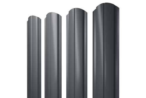 Изображение Штакетник Полукруглый Slim фигурный 0,5 Drap RAL 7024 мокрый асфальт
