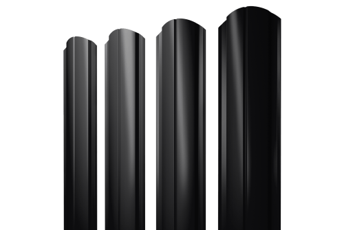 Изображение Штакетник Полукруглый Slim фигурный 0,5 Drap TX RAL 9005 черный