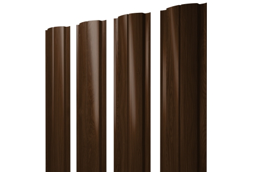 Изображение Штакетник Полукруглый Slim с прямым резом 0,45 Print Elite Choco Wood TwinColor