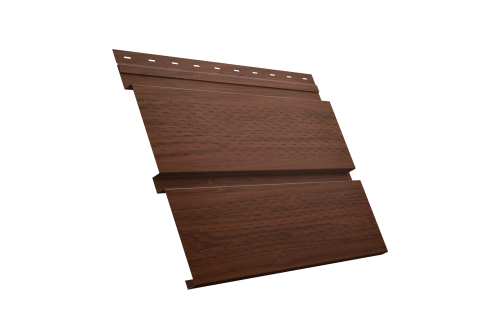 Изображение Софит металлический Квадро Брус с перфорацией 0,45 Print Elite с пленкой Choco Wood TwinColor
