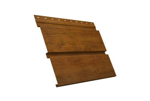 Изображение Софит металлический Квадро Брус с перфорацией 0,45 Print Elite с пленкой Golden Wood TwinColor