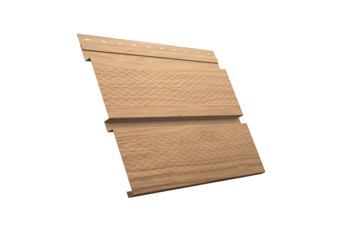 Изображение Софит металлический Квадро Брус с перфорацией 0,45 Print Elite с пленкой Honey Wood TwinColor