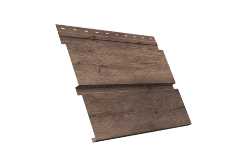 Изображение Софит металлический Квадро Брус с перфорацией 0,45 Print Premium с пленкой Almond Wood Fresh