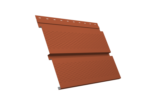 Изображение Софит металлический Квадро Брус с перфорацией 0,5 Satin с пленкой RAL 6005 зеленый мох