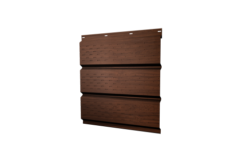 Изображение Софит металлический полная перфорация 0,45 Print Elite с пленкой Choco Wood TwinColor