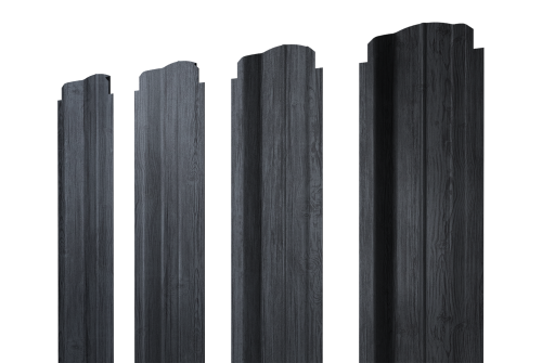 Изображение Штакетник П-образный В фигурный 0,45 Print Premium Grey Wood TwinColor