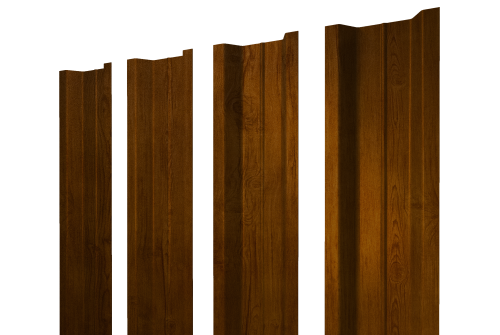 Изображение Штакетник П-образный В с прямым резом 0,45 Print-Double Premium Golden Wood Intense F